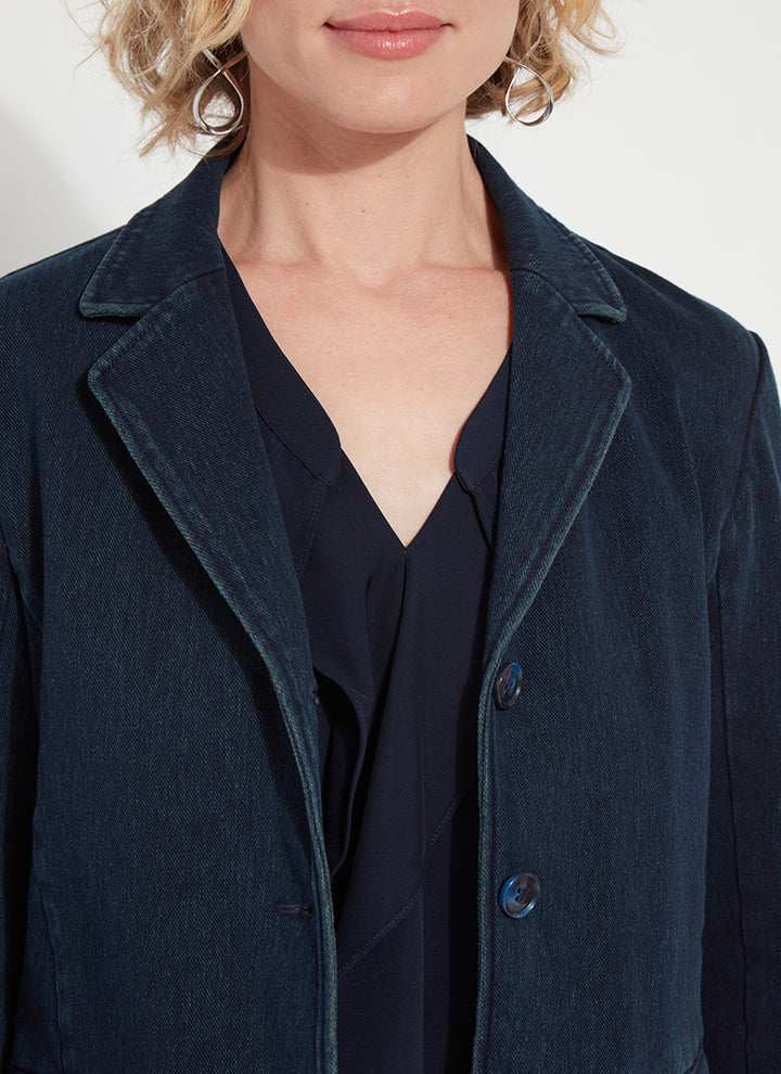 Della Denim Cropped Blazer Indigo