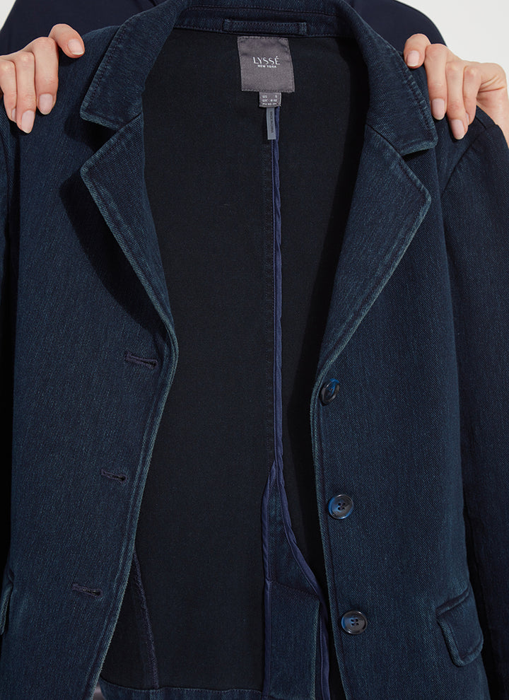 Della Denim Cropped Blazer Indigo