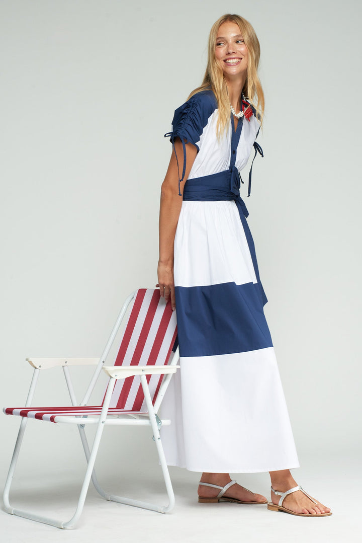 Short Sleeve Long Dress Azul