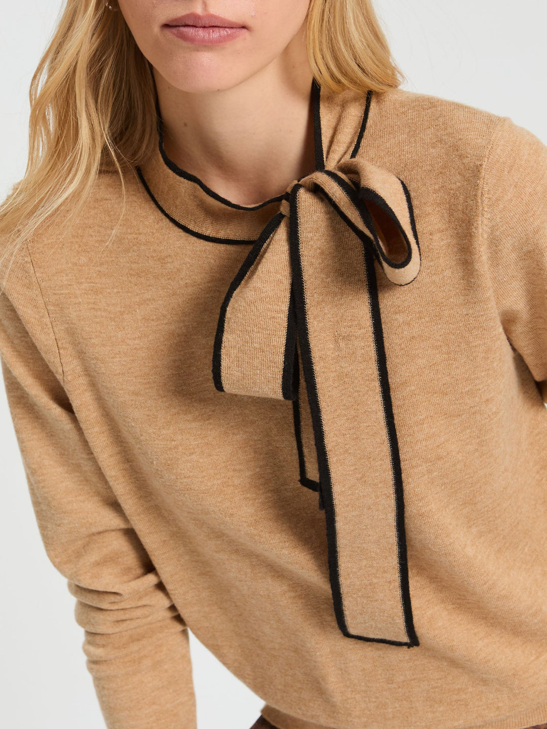 Lazo Tie Neck Sweater Camel