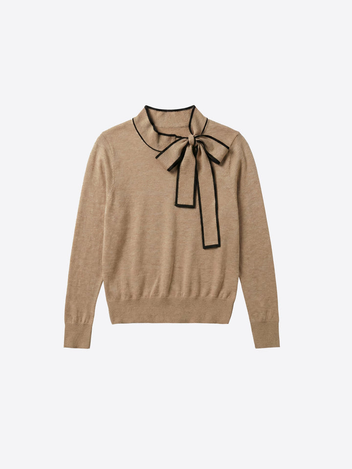 Lazo Tie Neck Sweater Camel
