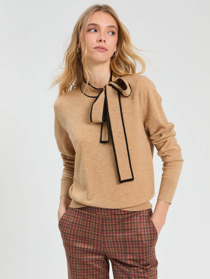 Lazo Tie Neck Sweater Camel