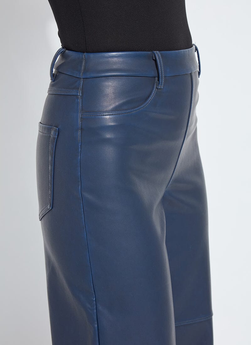 Cortina Hi Waist Vegan Leather Pant Deep Blue