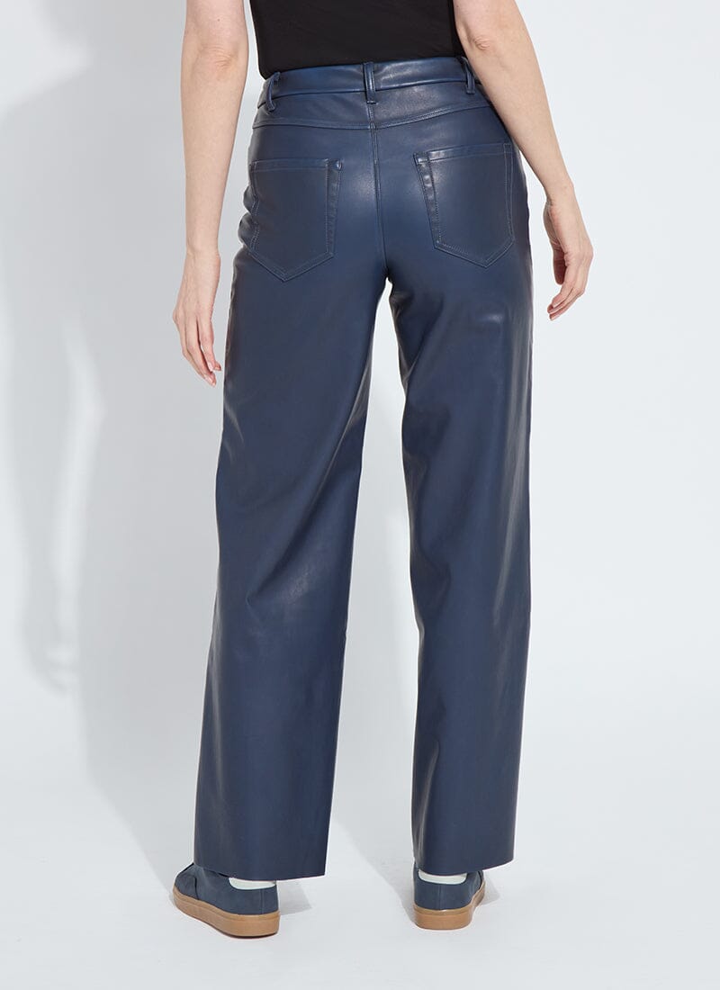 Cortina Hi Waist Vegan Leather Pant Deep Blue