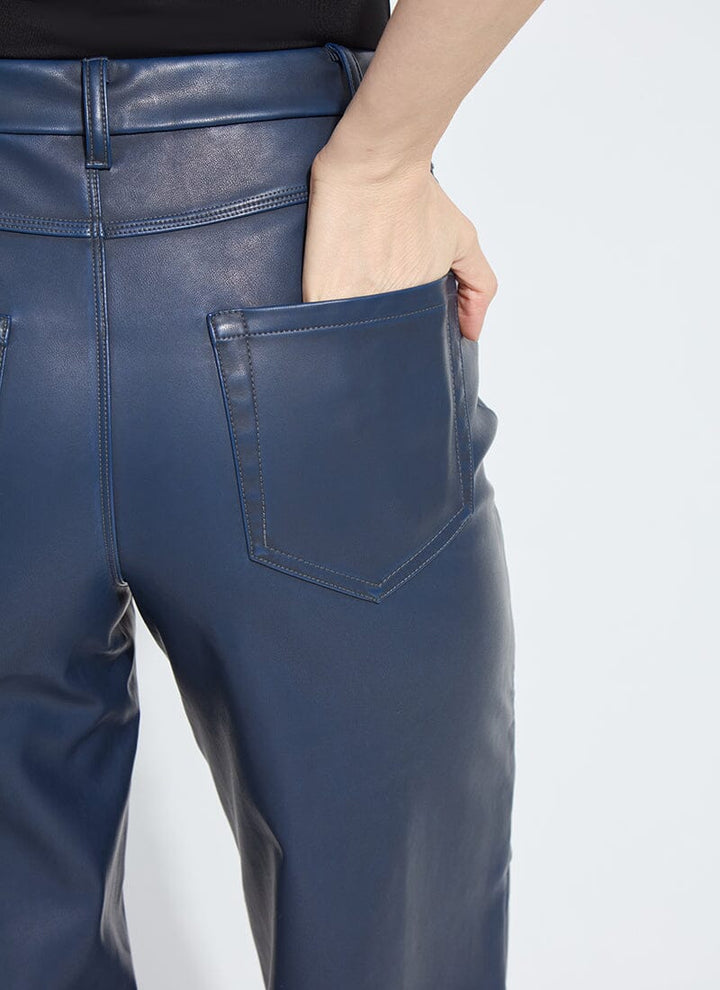 Cortina Hi Waist Vegan Leather Pant Deep Blue
