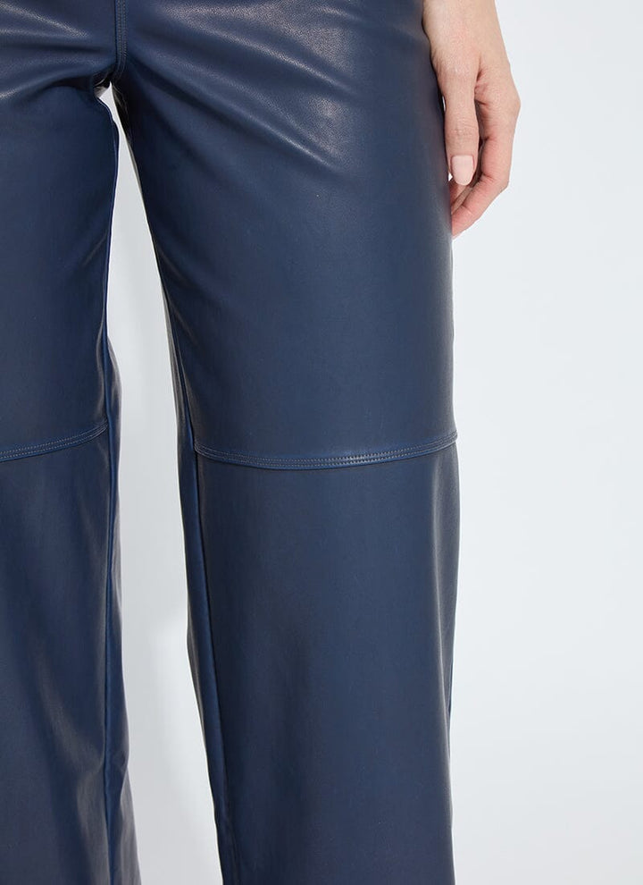 Cortina Hi Waist Vegan Leather Pant Deep Blue