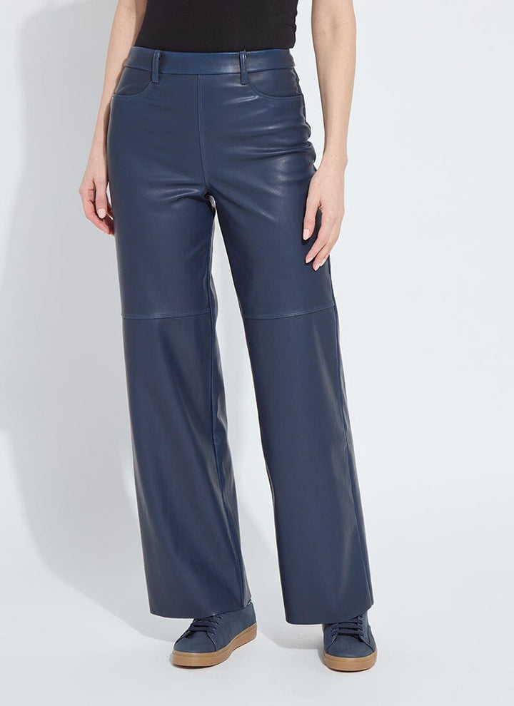 Cortina Hi Waist Vegan Leather Pant Deep Blue