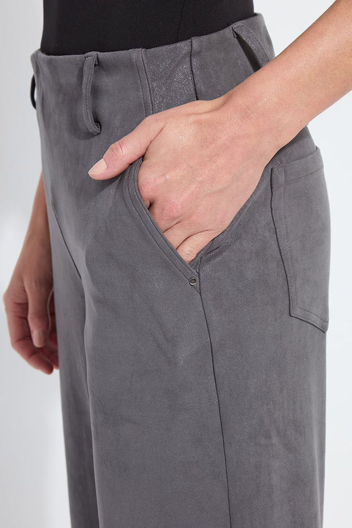 Amina Foil Vegan Suede Pant Gray