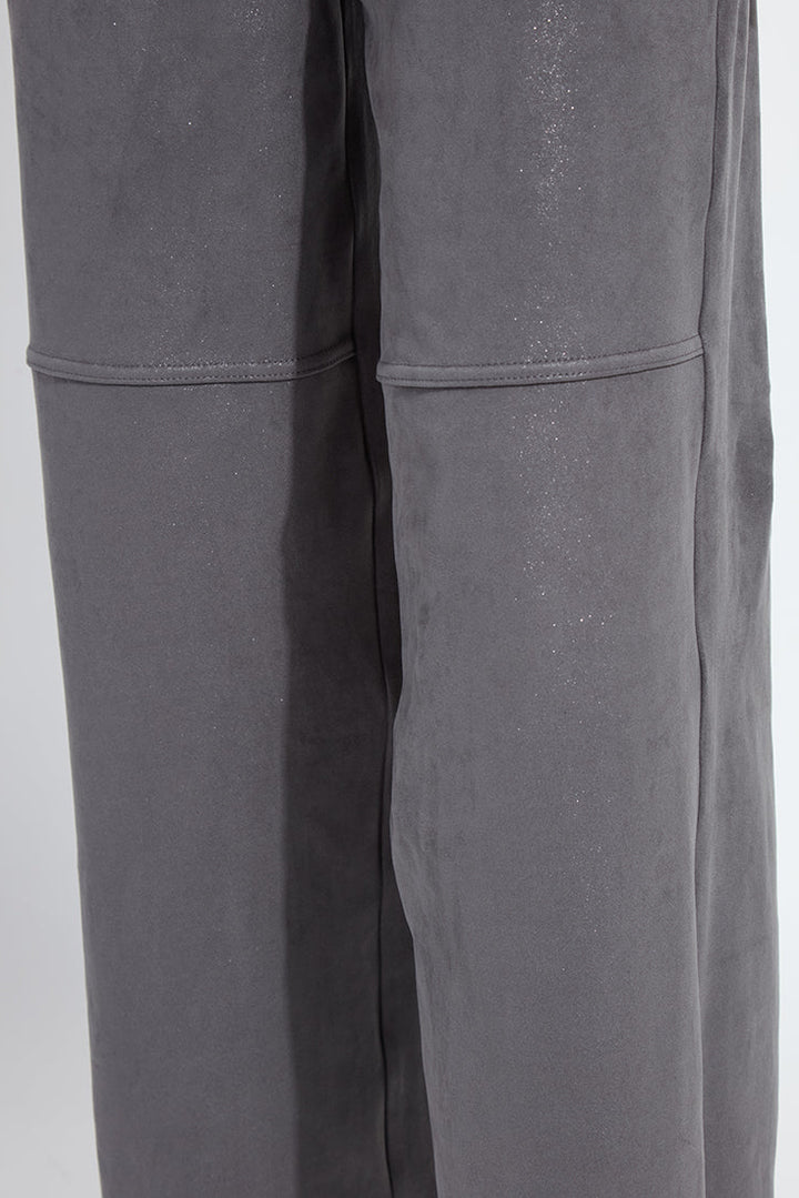 Amina Foil Vegan Suede Pant Gray