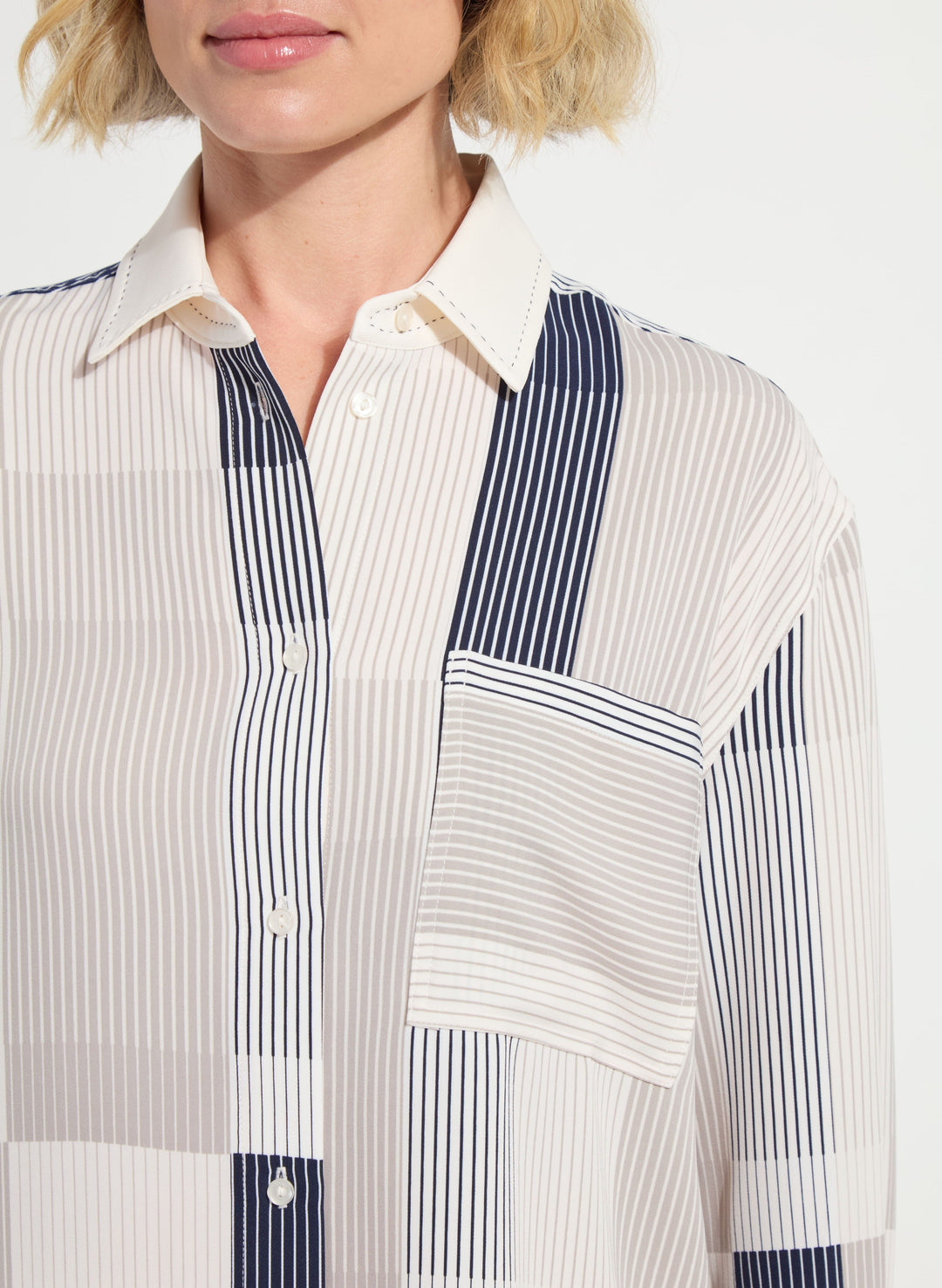 Jessica 3/4 Sleeve Cropped Shirt Oslo Stripe