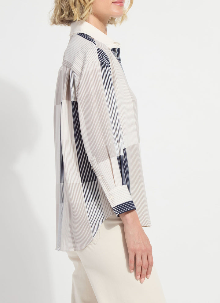 Jessica 3/4 Sleeve Cropped Shirt Oslo Stripe