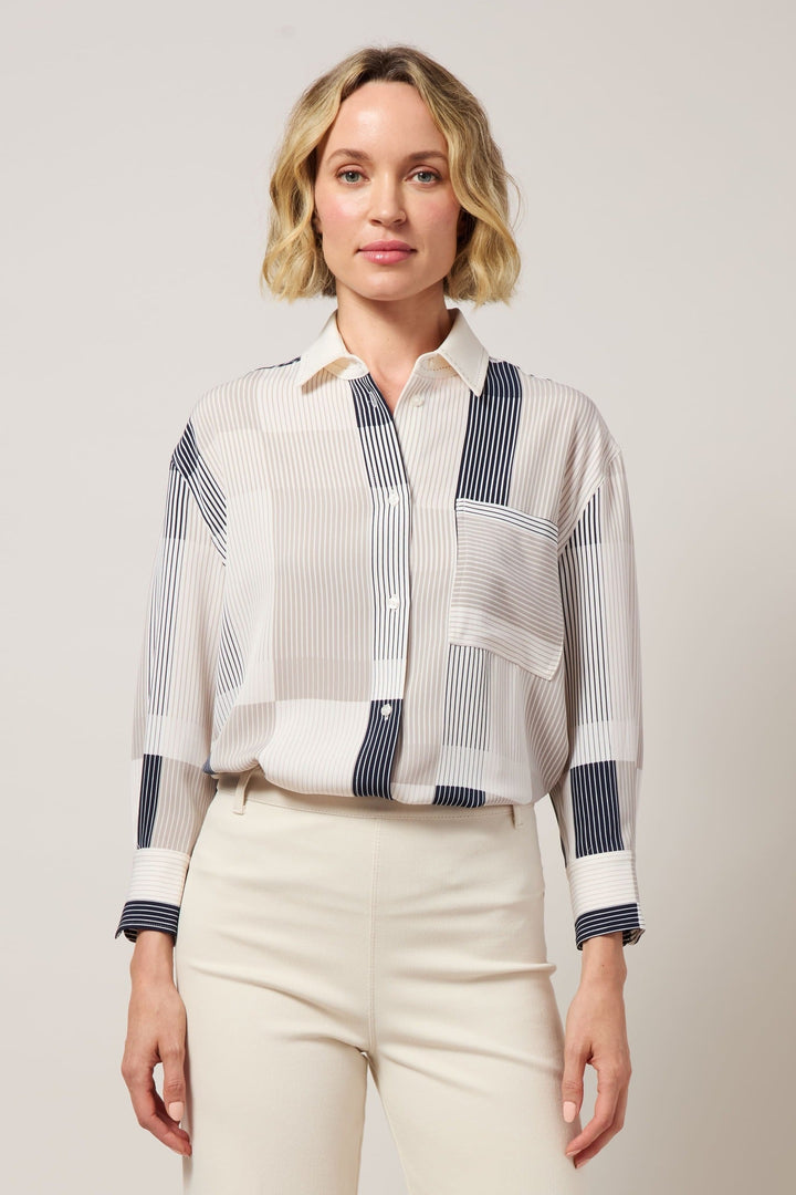 Jessica 3/4 Sleeve Cropped Shirt Oslo Stripe