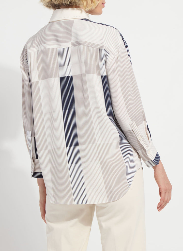 Jessica 3/4 Sleeve Cropped Shirt Oslo Stripe