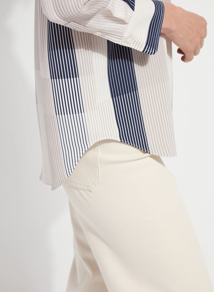 Jessica 3/4 Sleeve Cropped Shirt Oslo Stripe