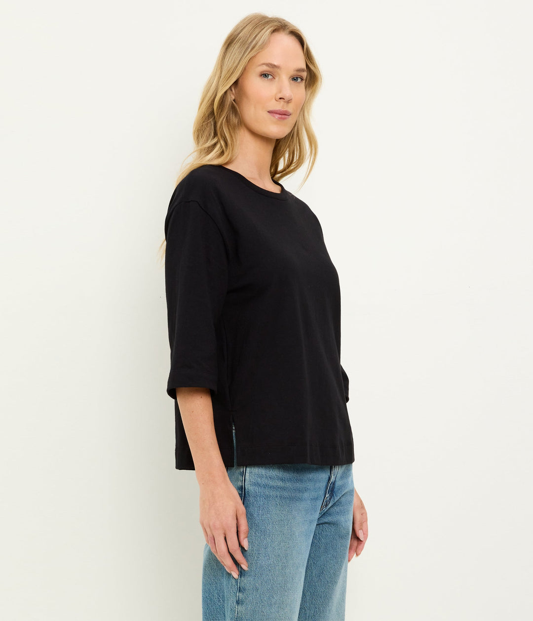 Sharona 3/4 Sleeve Tee Black