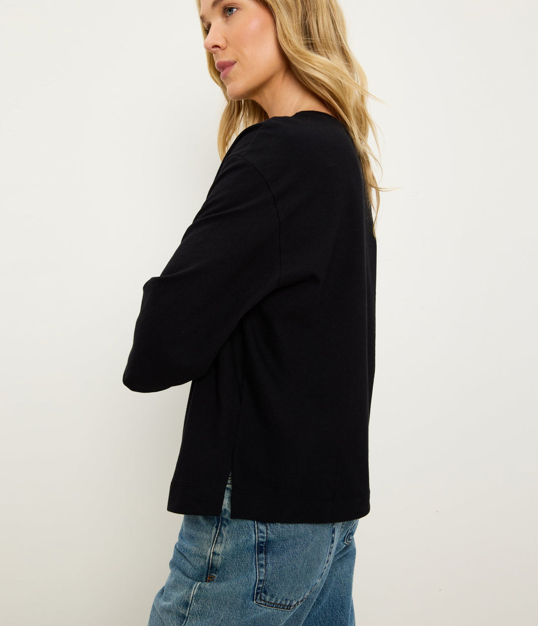 Sharona 3/4 Sleeve Tee Black