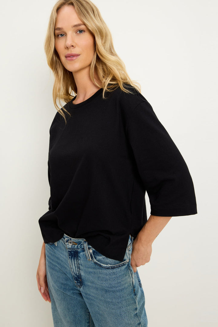Sharona 3/4 Sleeve Tee Black