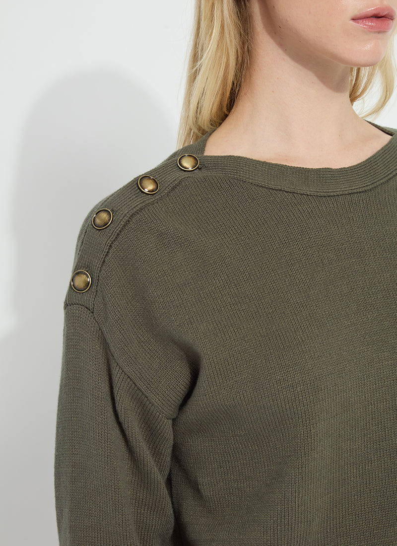 Adelaide Button Trim Sweater Mosswood