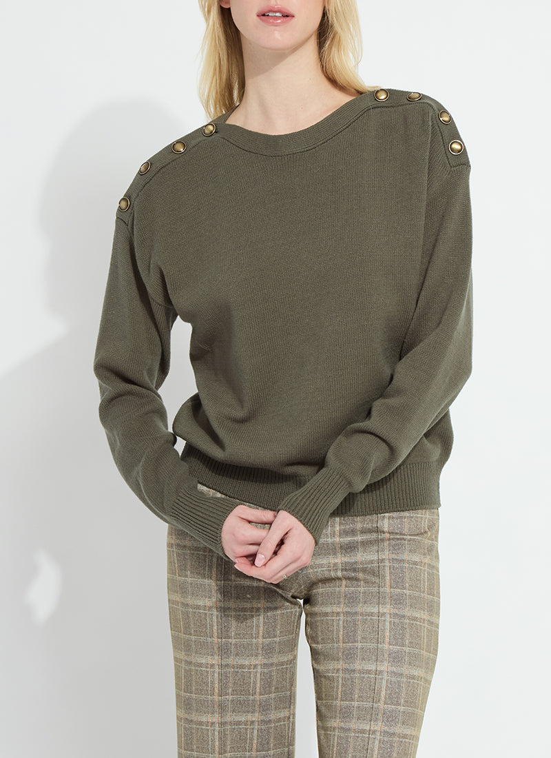 Adelaide Button Trim Sweater Mosswood