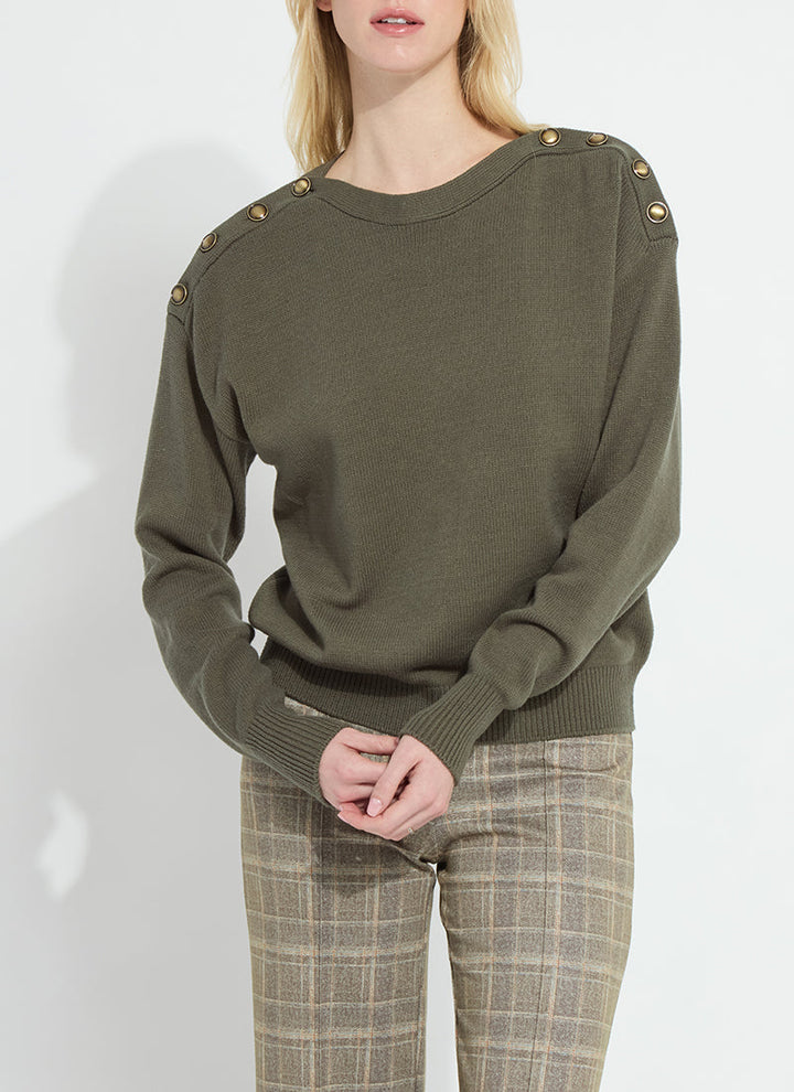 Adelaide Button Trim Sweater Mosswood