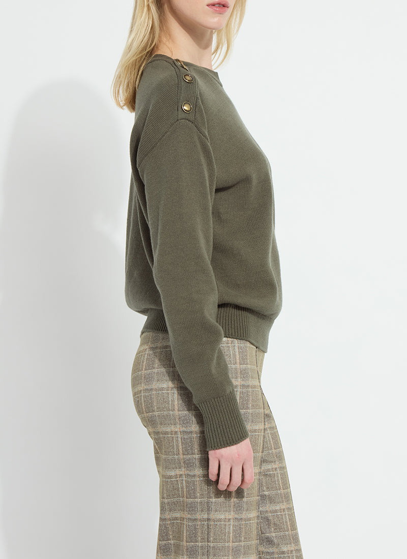 Adelaide Button Trim Sweater Mosswood