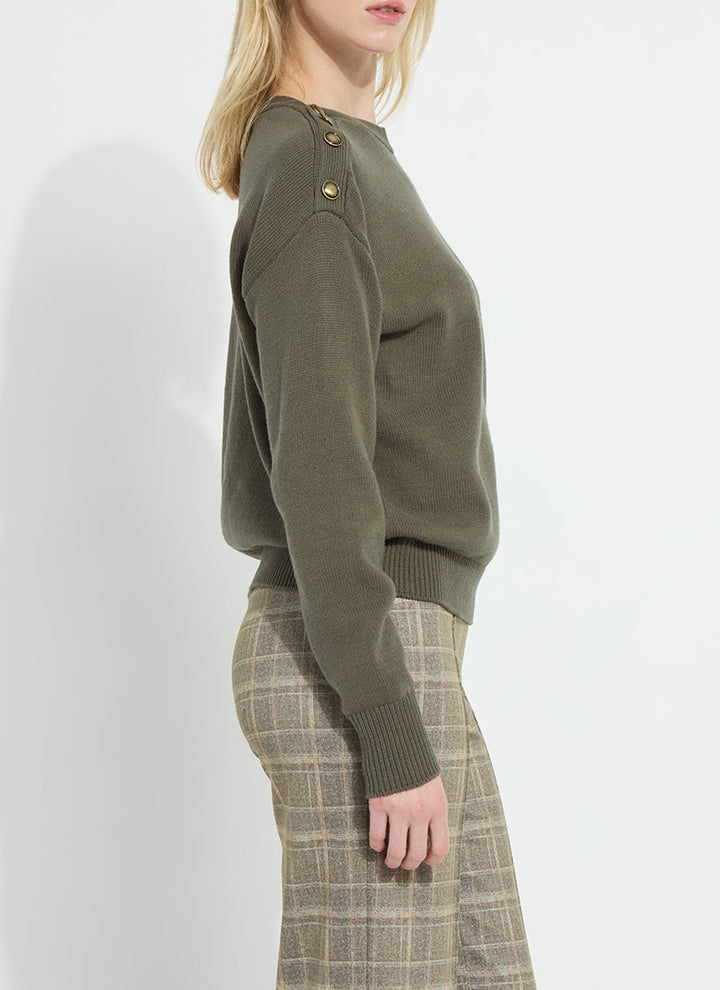 Adelaide Button Trim Sweater Mosswood