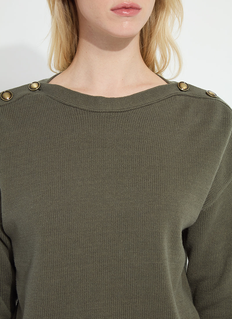 Adelaide Button Trim Sweater Mosswood