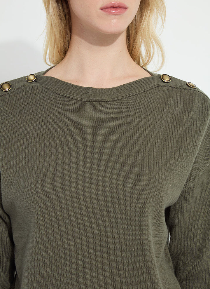 Adelaide Button Trim Sweater Mosswood