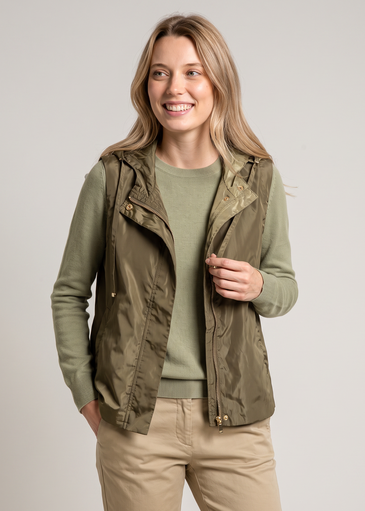 Nylon Zip Vest Olive