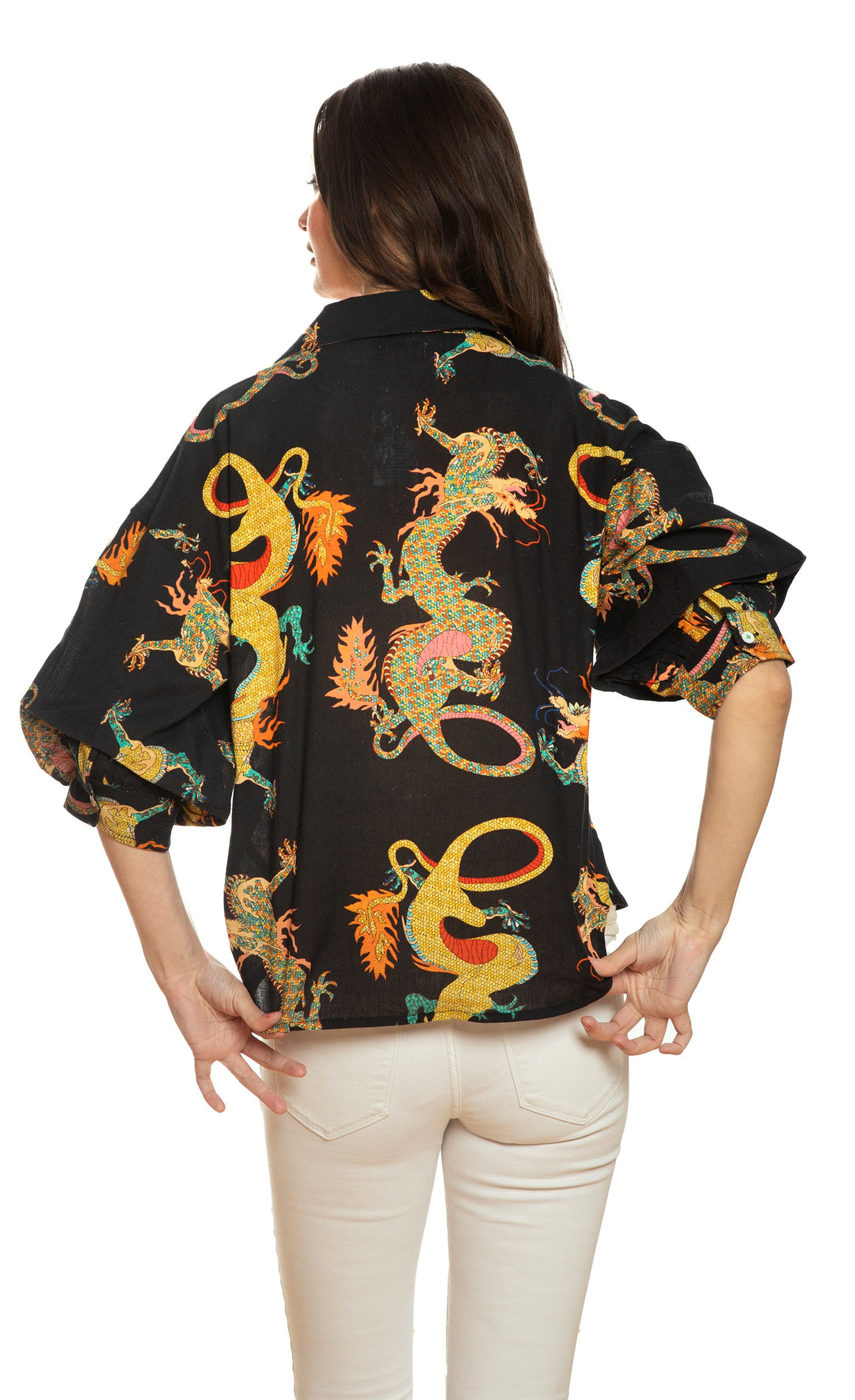 Milano Top Black Dragon Print
