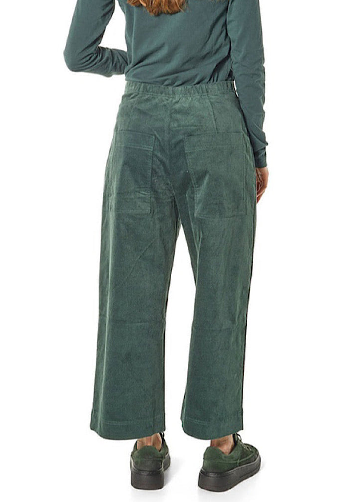 Flat Front Velvet Trouser Forest