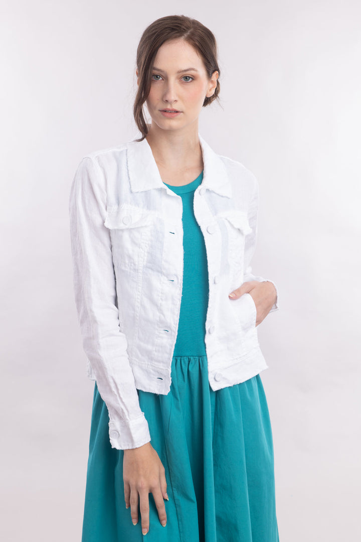 Linen Jean Jacket White