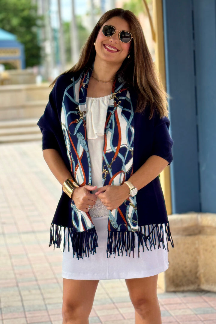 Cozy Sweater Wrap / Navy / Navy Straps