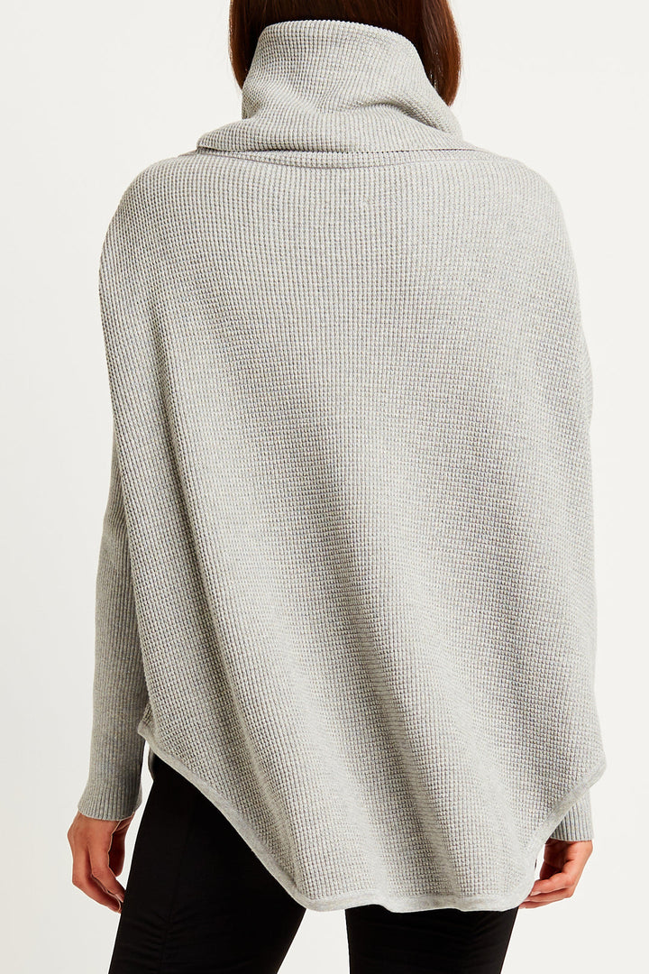 Pima Cotton Waffle Cowl Sweater in Heather