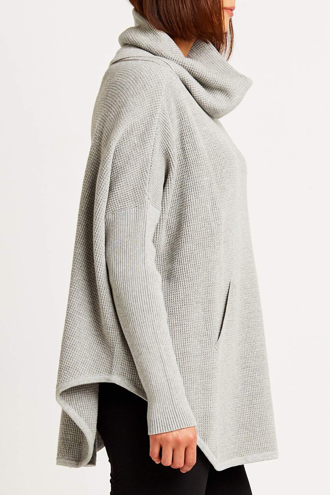 Pima Cotton Waffle Cowl Sweater in Heather