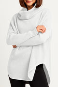 Pima Cotton Waffle Cowl Sweater in White