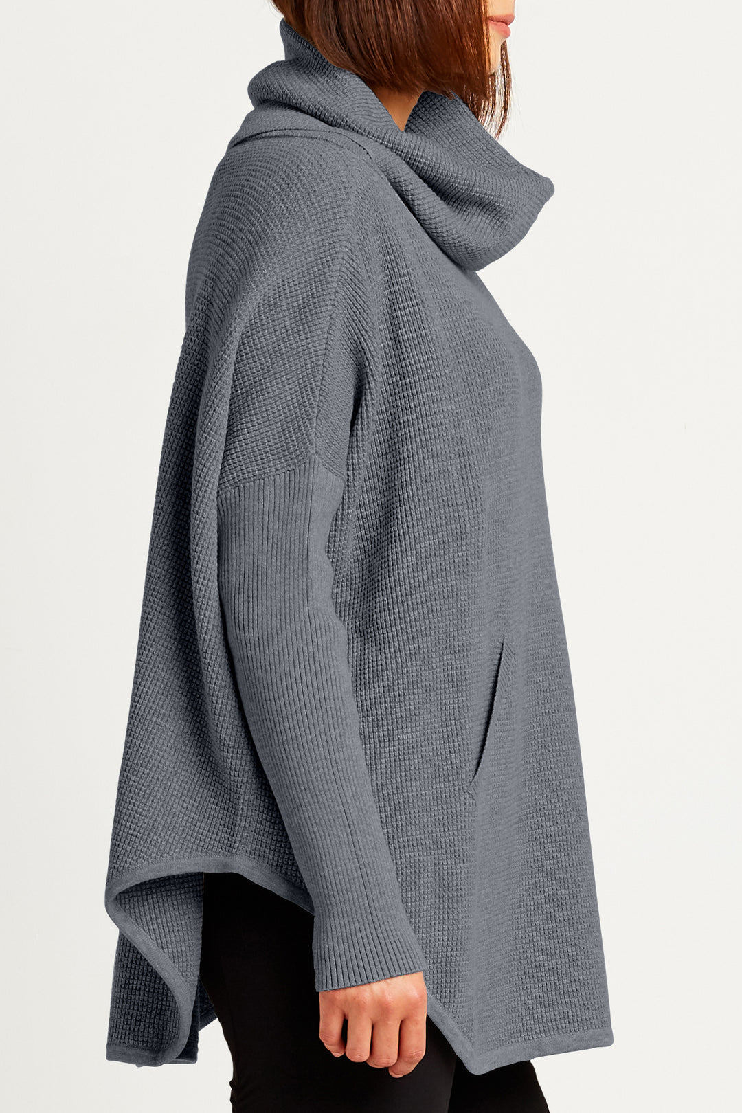 Pima Cotton Waffle Cowl Sweater in Lava