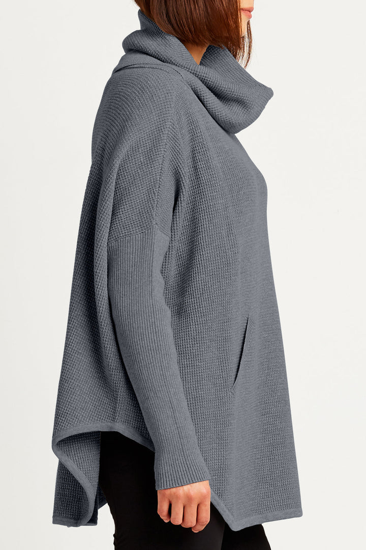 Pima Cotton Waffle Cowl Sweater in Lava