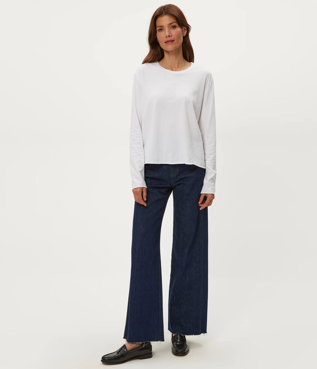 Aiko Crewneck Long Sleeve Tee White