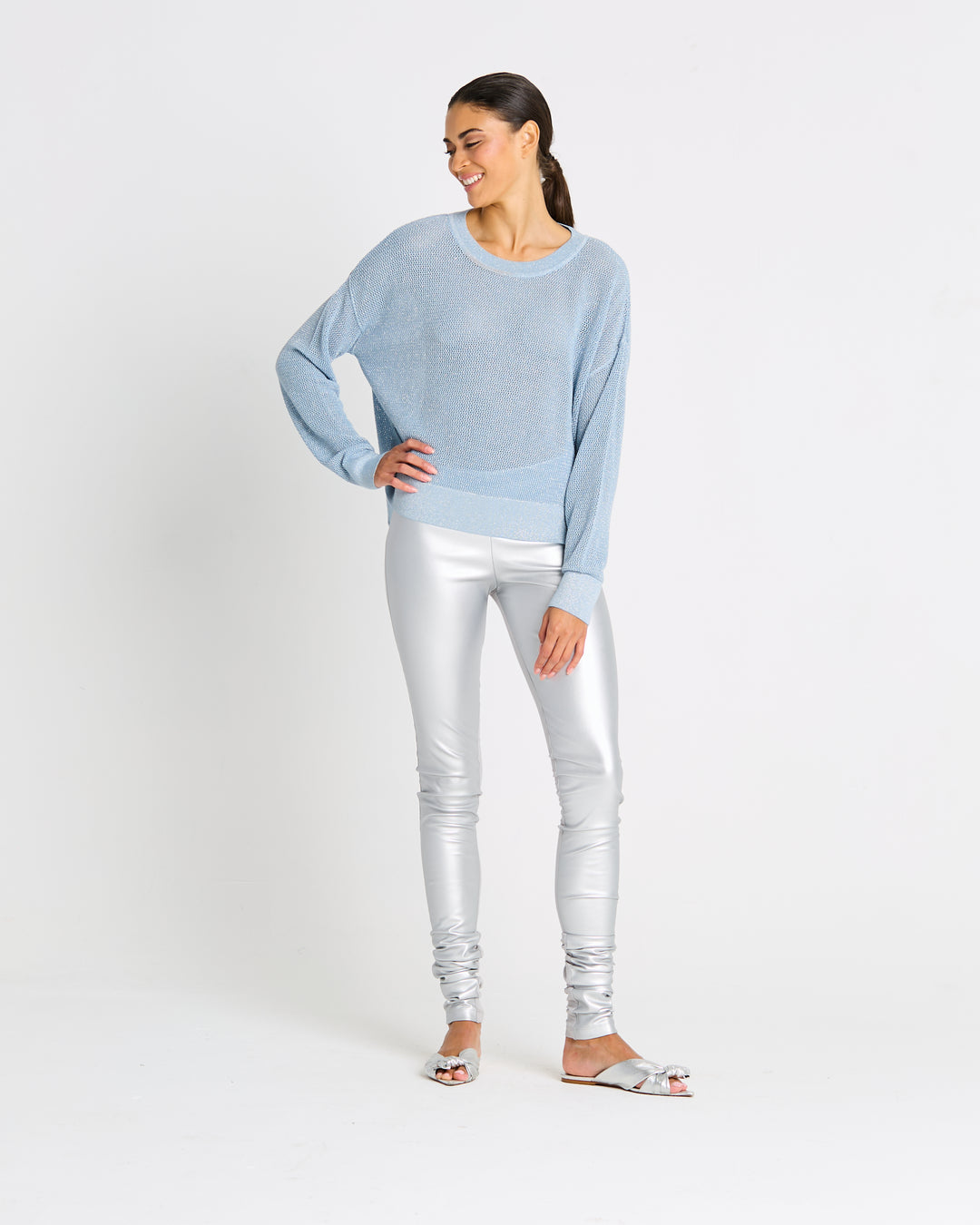 Pima Cotton Metallic Mini Seed Stitch Cameo