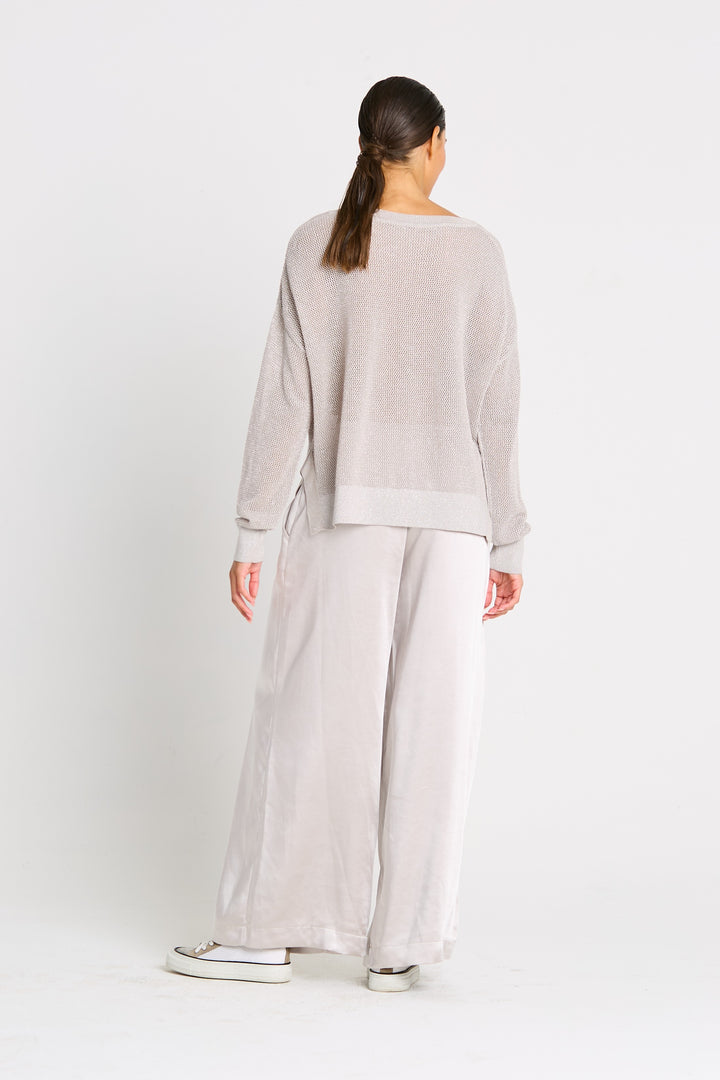 Metallic Mini Seed Stitch Sweater Putty