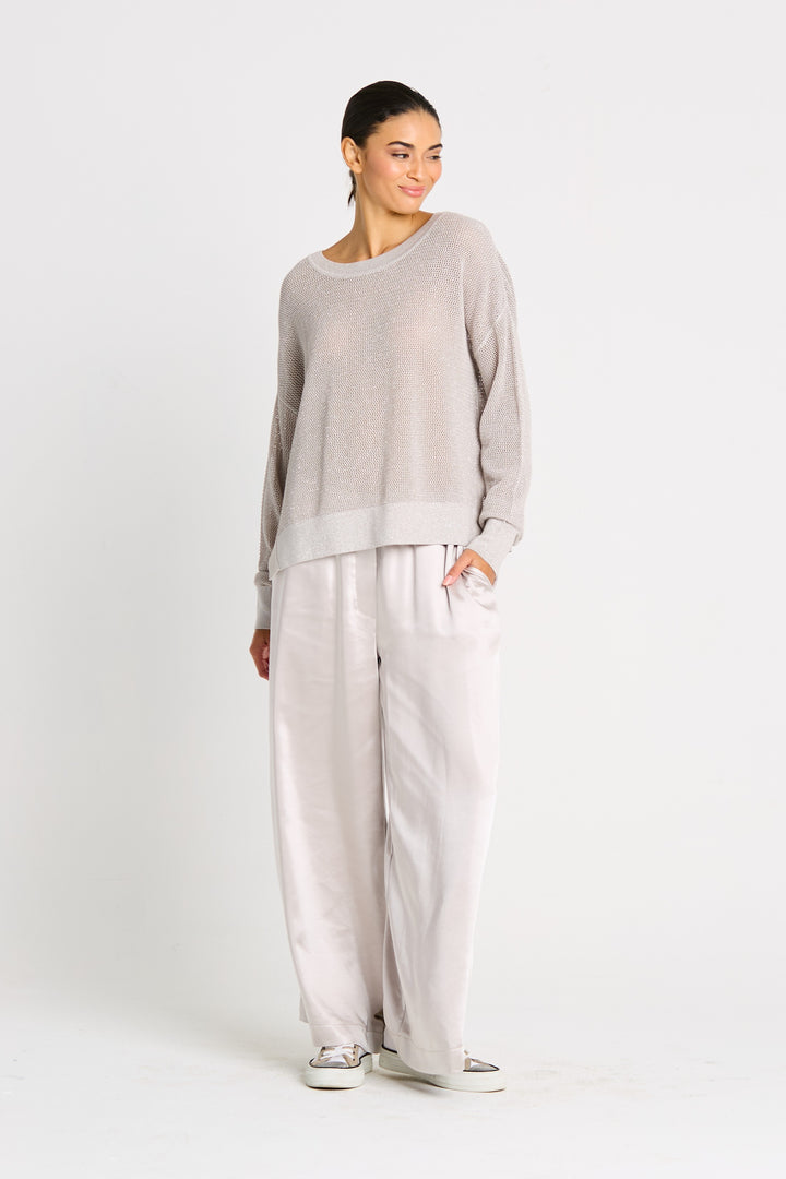 Metallic Mini Seed Stitch Sweater Putty