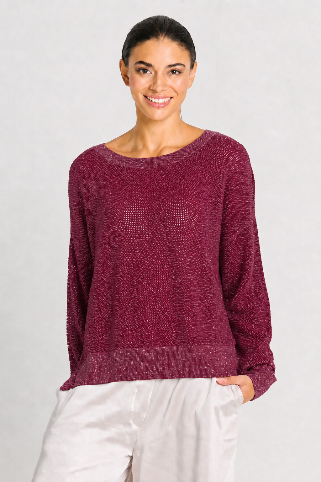 Pima Cotton Metallic  Mini Seed Stitch Crimson
