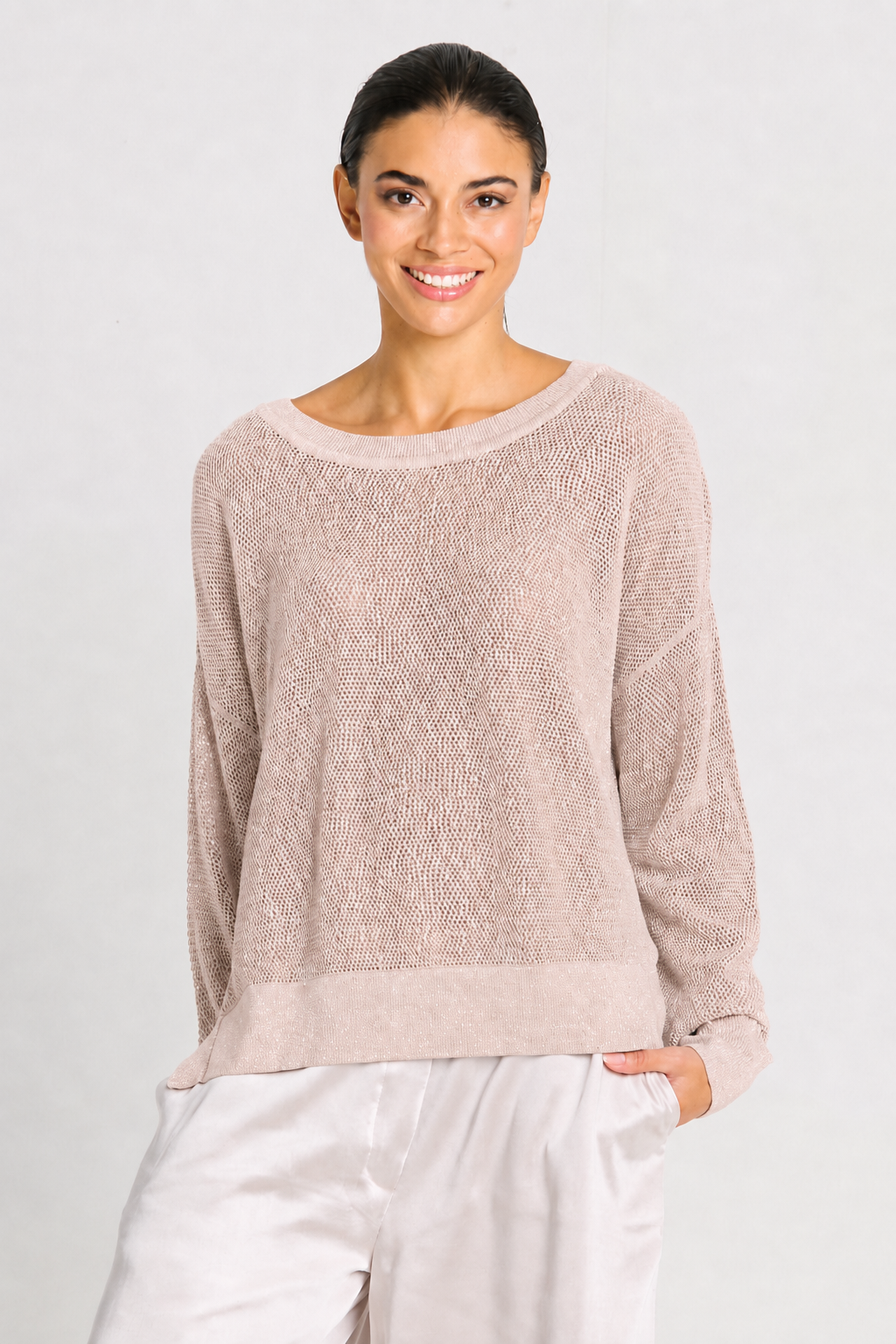 Pima Cotton Metallic Mini Seed Stitch Blush
