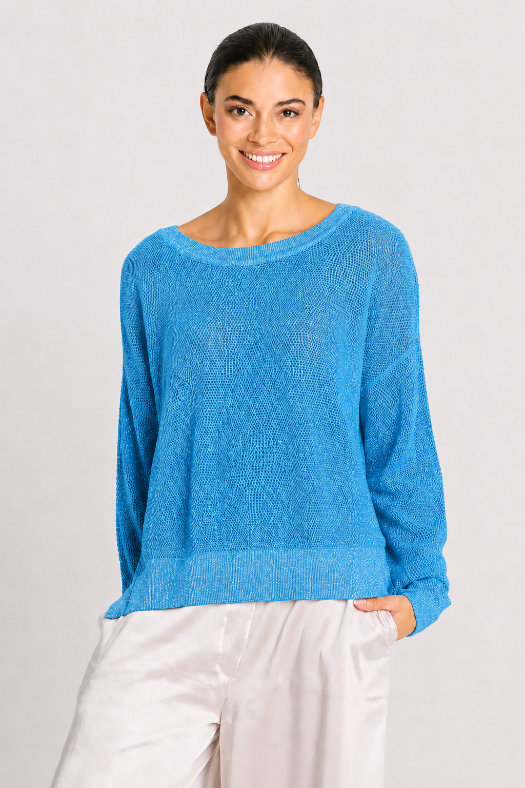 Pima Cotton Metallic Mini Seed Stitch Peacock