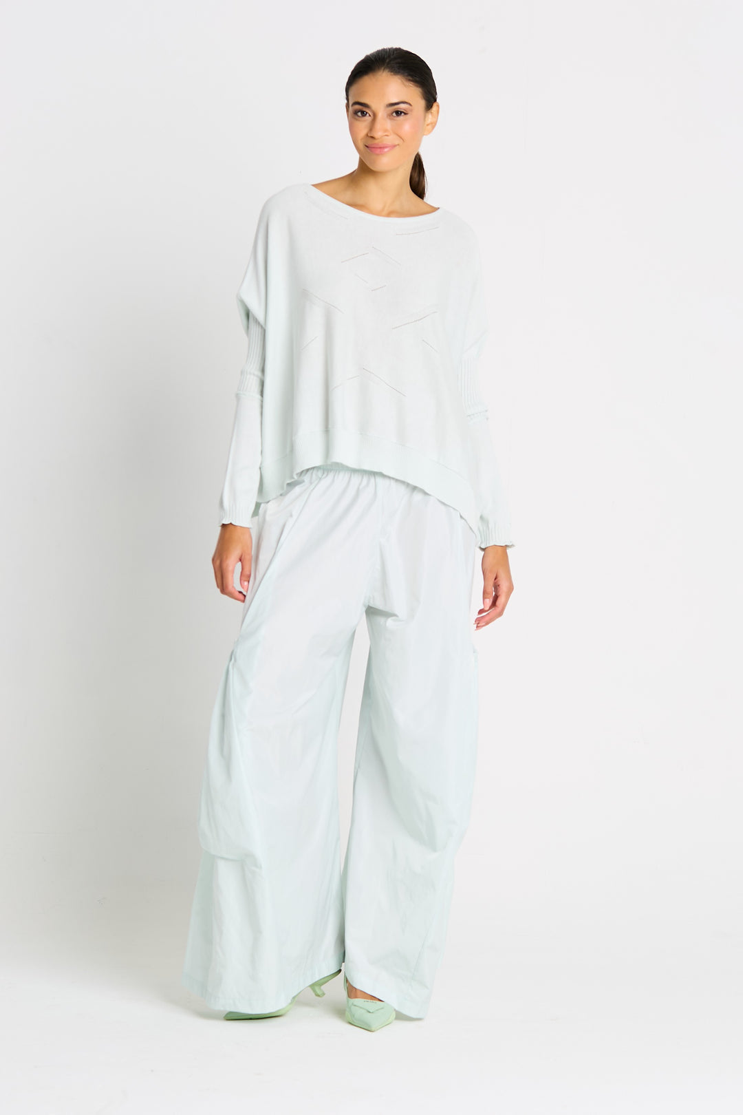 Pima Cotton Stiches Sweater Mint