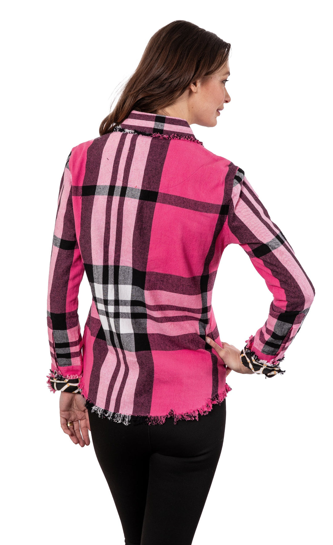 Cape Cod Tunic Black and Pink Yarndyed Plaid