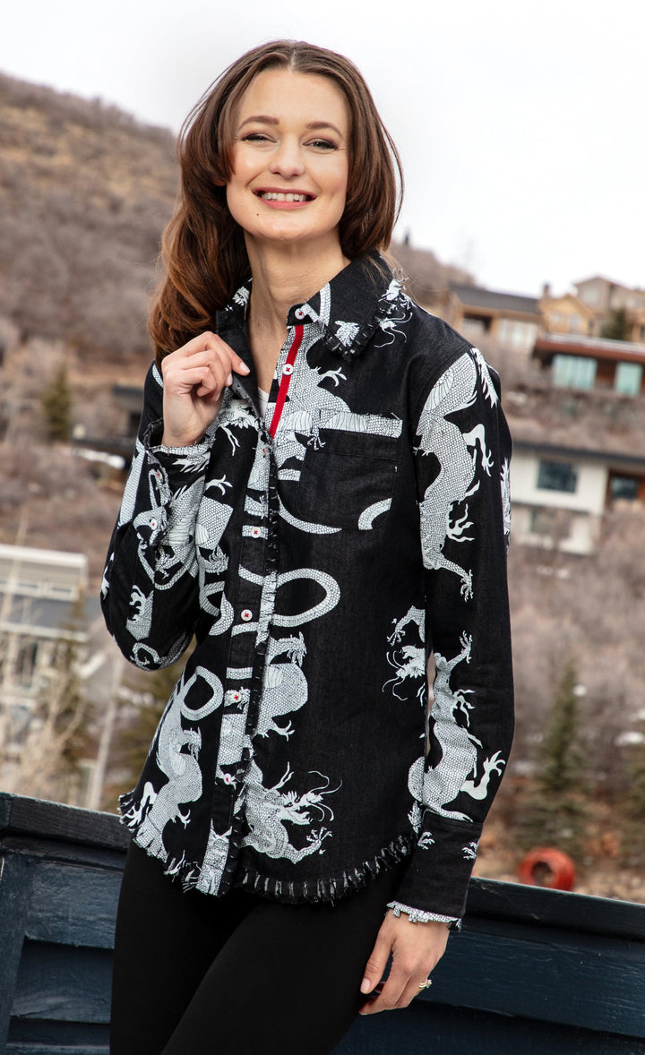 Black Denim Dragon Cape Cod