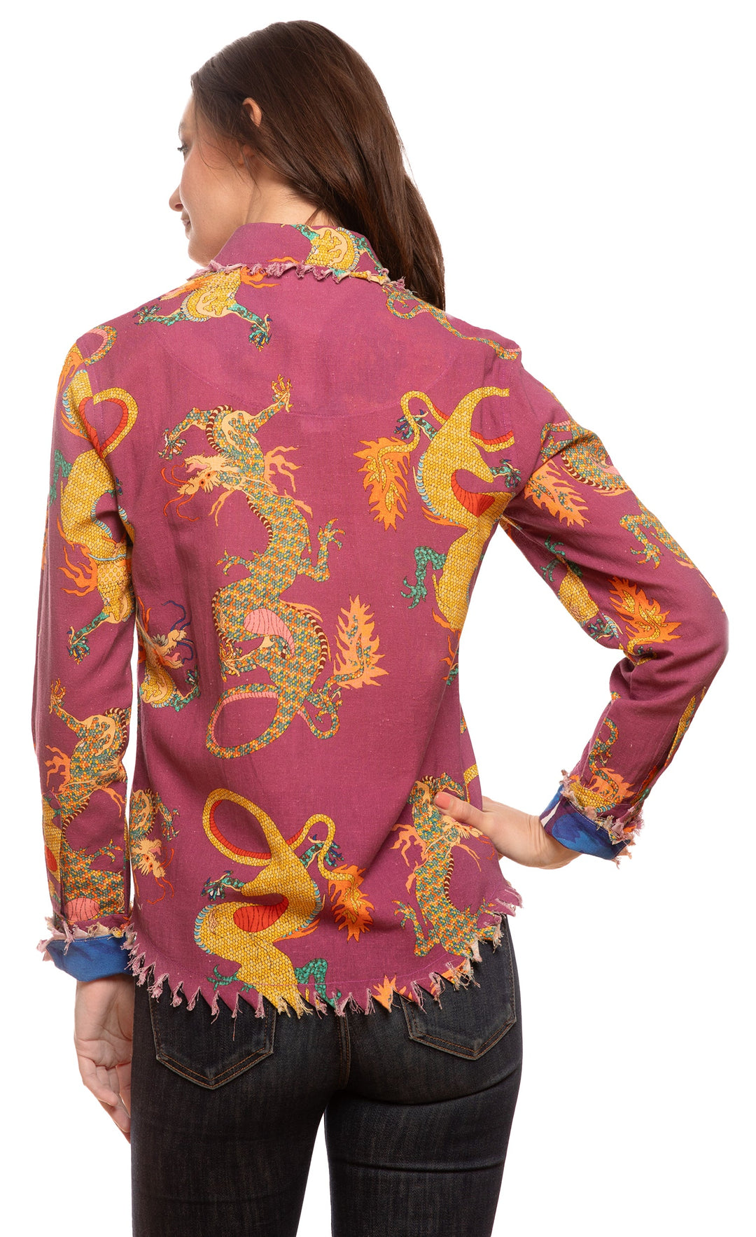 Cape Cod Top Violet Dragon Print