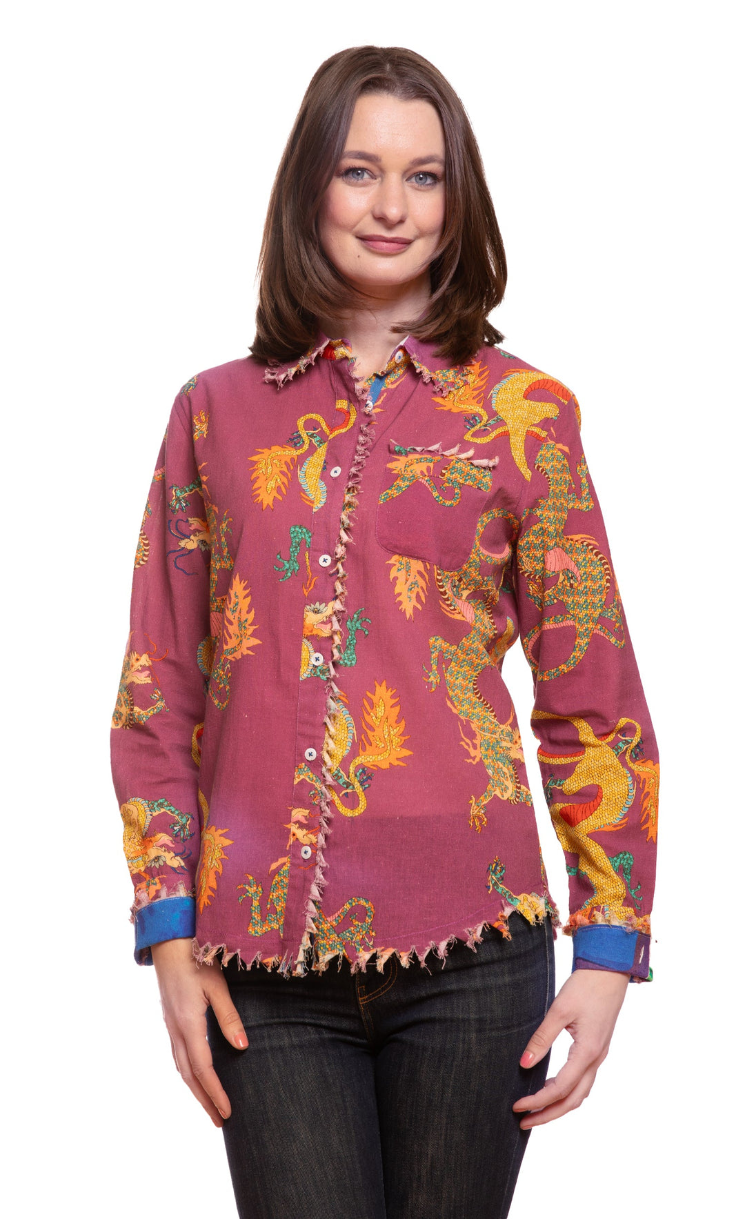 Cape Cod Top Violet Dragon Print
